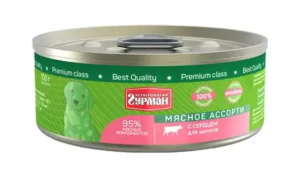 Купить Четвероногий Гурман Мясное ассорти консервы для щенков с сердцем
