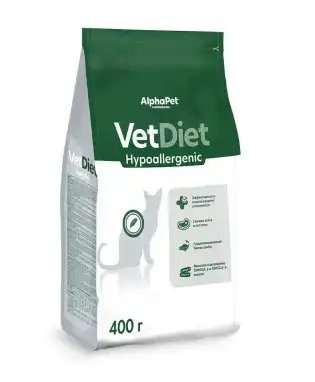 AlphaPet Vet Diet Hypoallergenic Сухой корм для взрослых кошек при пищевой аллергии и непереносимости ингредиентов