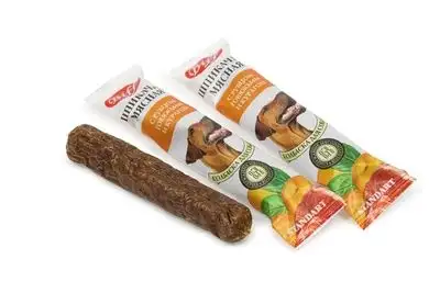 Купить titbit лакомство для собак шпикачка с рубцом говяжьим и курагой