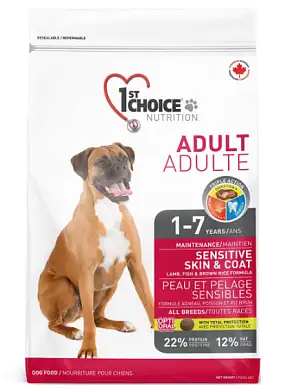 1st Choice Adult Sensitive Skin & Coat cухой корм для взрослых собак всех пород с чувствительной кожей и для шерсти с ягненком, рыбой и рисом