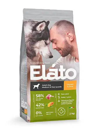 Купить elato сухой корм для взрослых собак средних и крупных пород с курицей и уткой