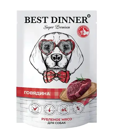 Купить best dinner dog super premium влажный корм для взрослых собак и щенков говядина (пауч)