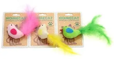 Homecat игрушка для кошек птичка с хвостом из перьев