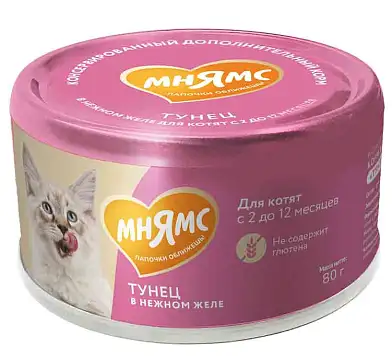Мнямс Влажный дополнительный корм На каждый день для котят с 2 до 12 месяцев "тунец в нежном желе"